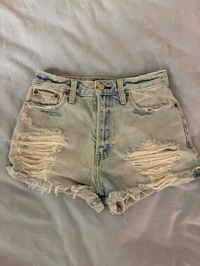 Abercrombie & Fitch Light Blue Washed Denim Shorts